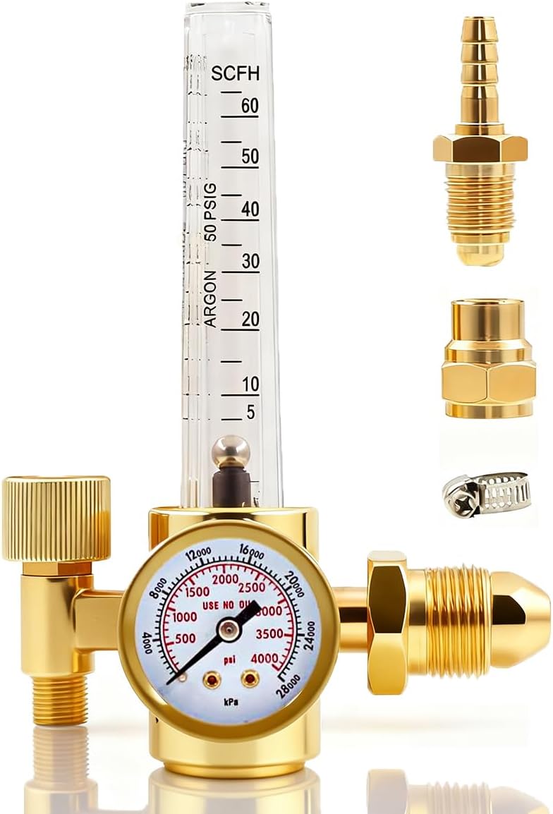 WeldingStop Argon CO2 MIG TIG Flow Meter Gas Regulator Gauge for MIG TIG Welding 0-60CFH CGA580 - Image 1